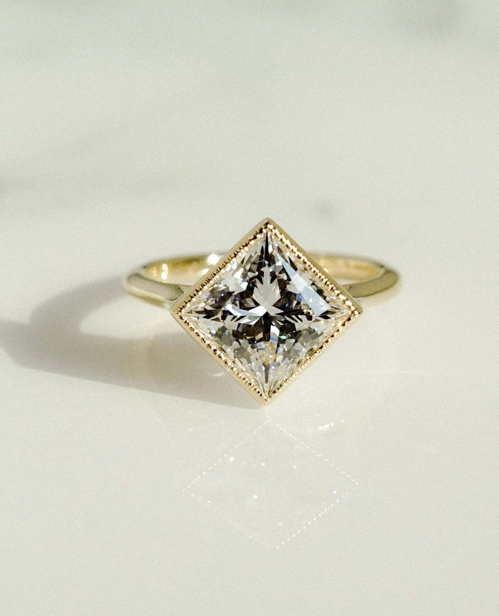 Bezel Set Princess Cut Labgrown Engagement Ring