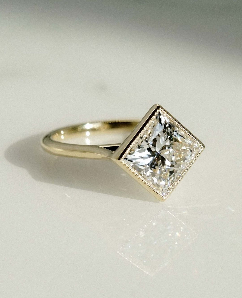 Bezel Set Princess Cut Labgrown Engagement Ring