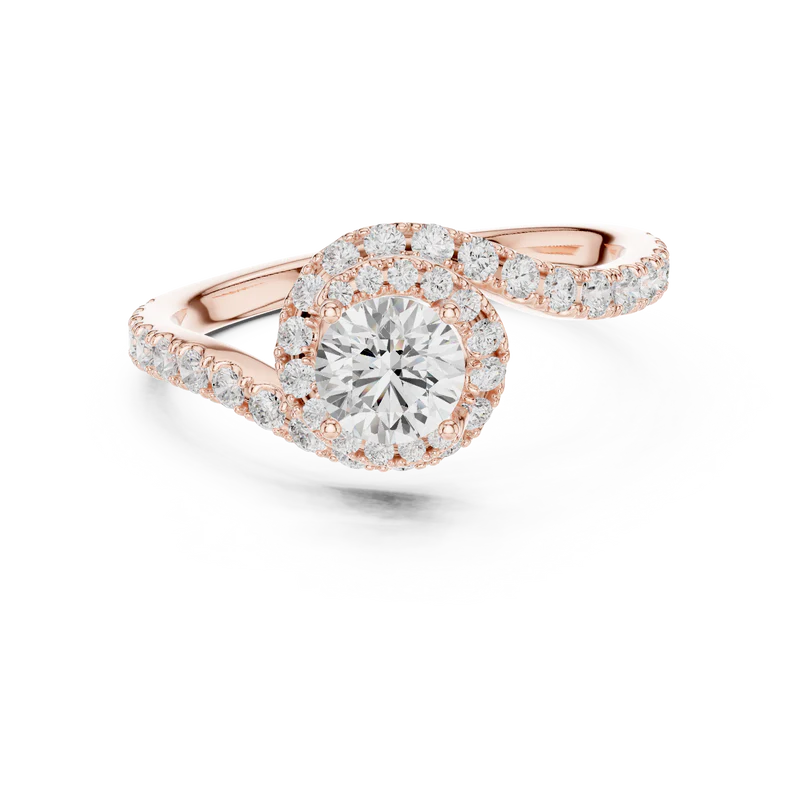 Twirl of Eternity Ring with Diamond – Round (925 Sterling Silver)