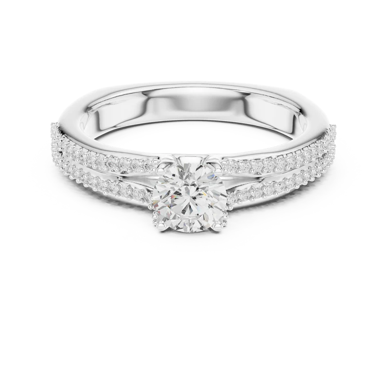 Enchanted Duo Ring &amp;amp; Solitaire Diamond Ring – (925 Sterling Silver) – Round (925 Sterling Silver)