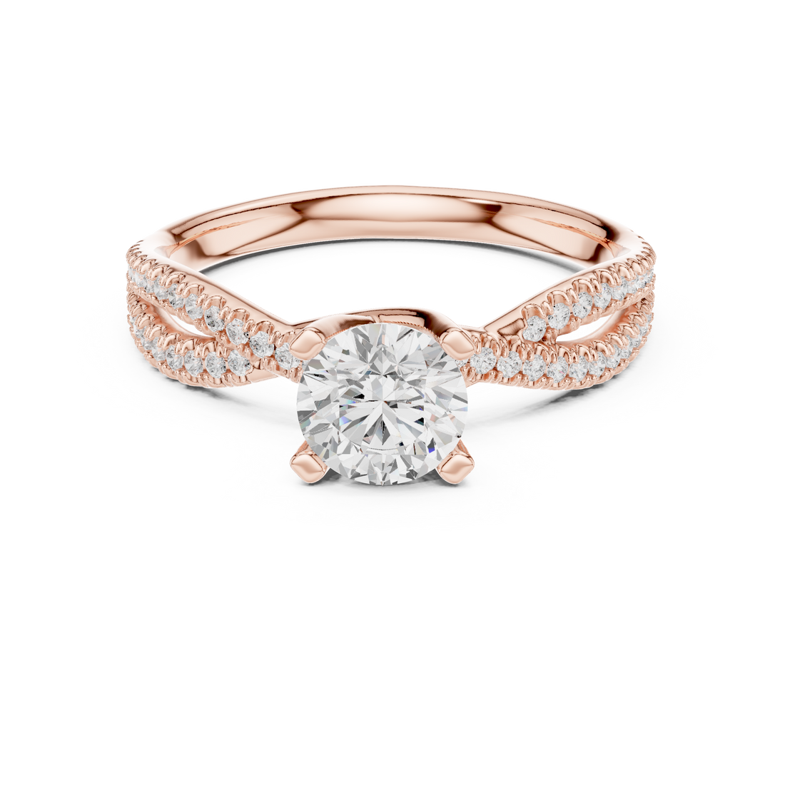 Serenity Knot Ring with Round Diamond - Seraphine Jewels