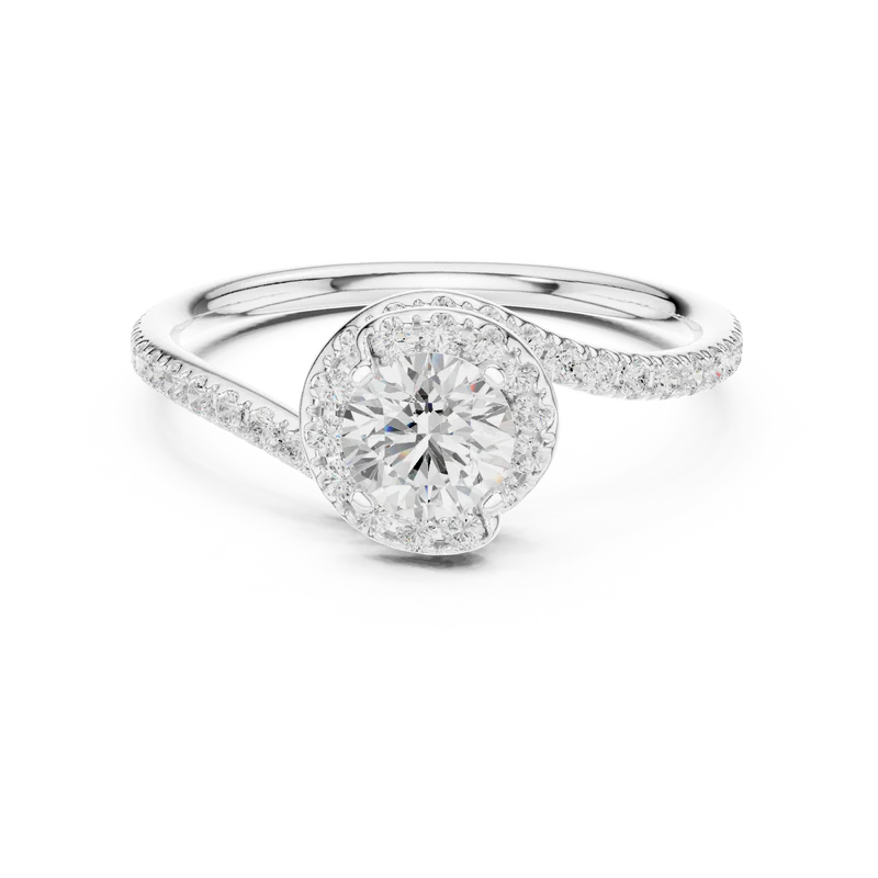 Eternal Halo Twisted Ring – Round (925 Sterling Silver)