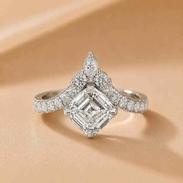 Isabella Legacy Side Stone Asscher Diamond Engagement Ring