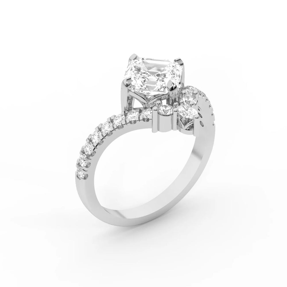 Isabella Legacy Side Stone Asscher Diamond Engagement Ring