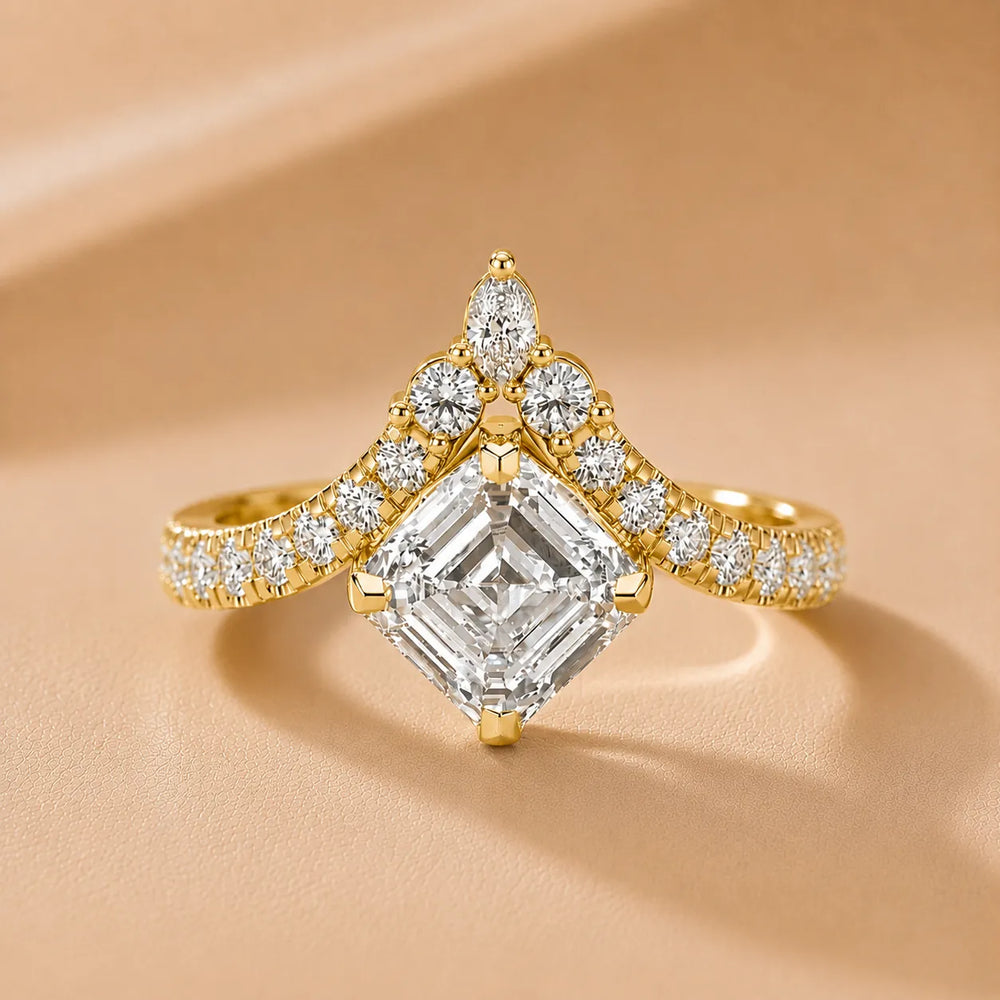 Isabella Legacy Side Stone Asscher Diamond Engagement Ring