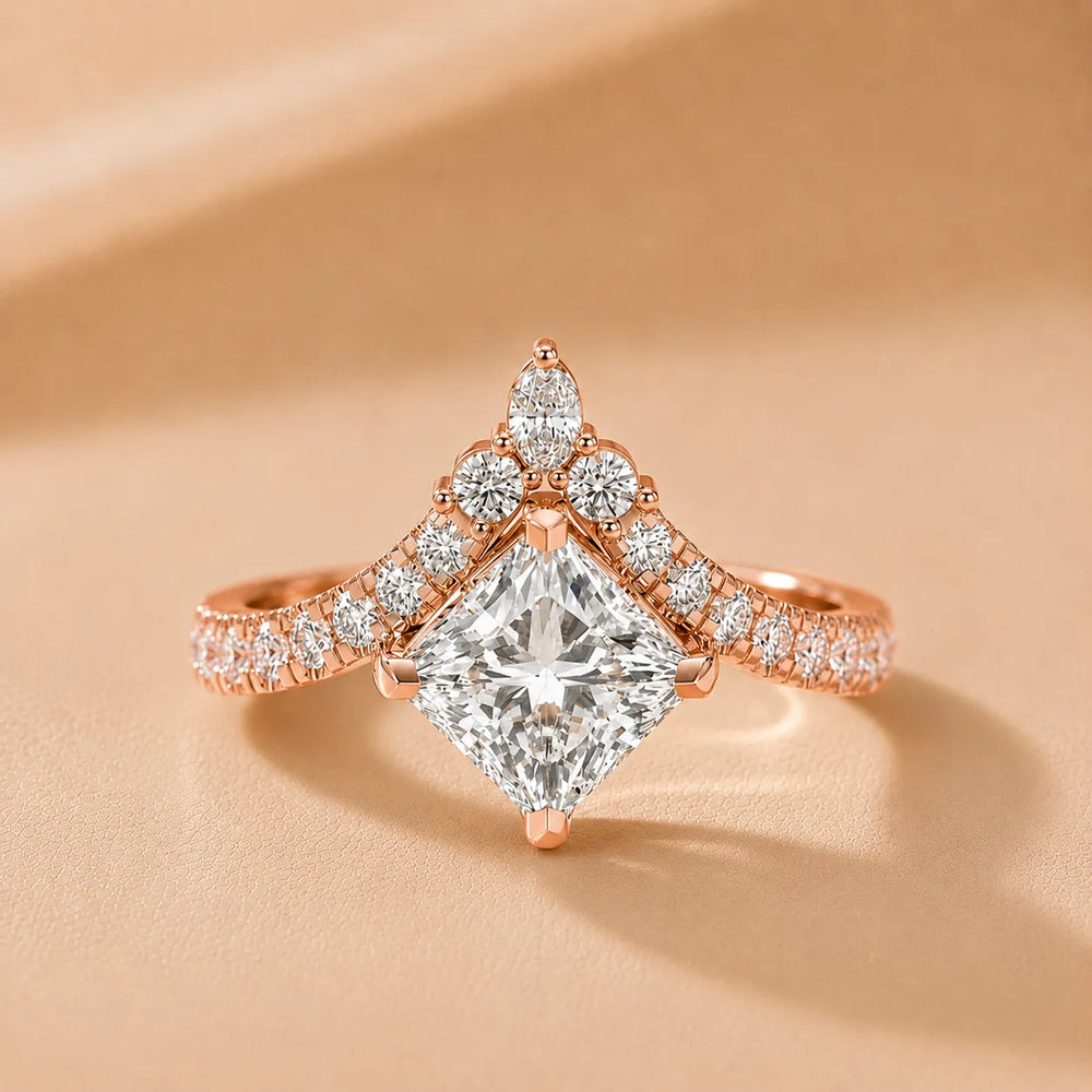 Isabella Legacy Side Stone Asscher Diamond Engagement Ring