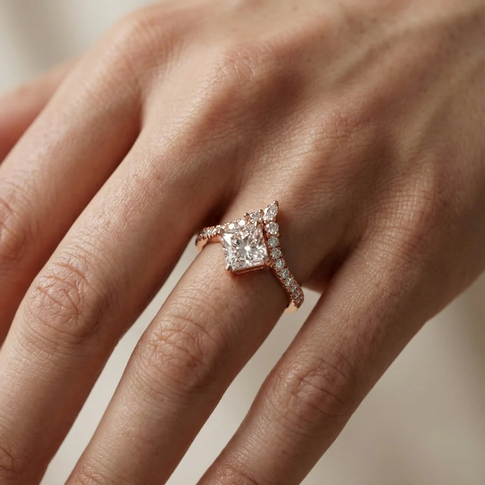 Isabella Legacy Side Stone Asscher Diamond Engagement Ring