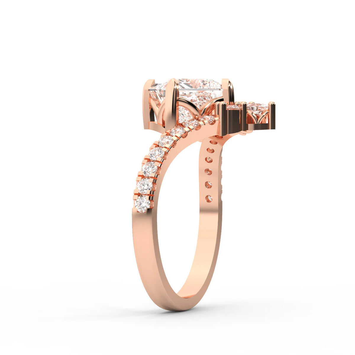 Isabella Legacy Side Stone Asscher Diamond Engagement Ring