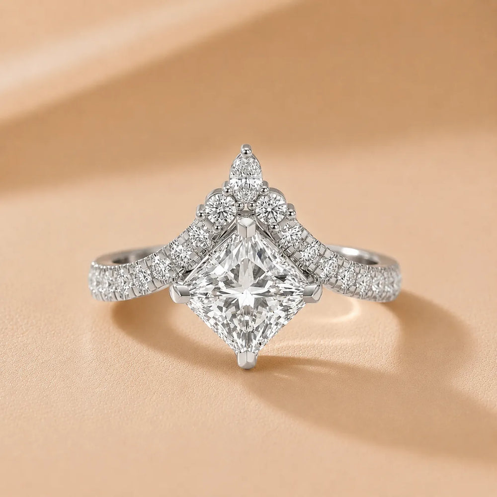 Isabella Legacy Side Stone Asscher Diamond Engagement Ring
