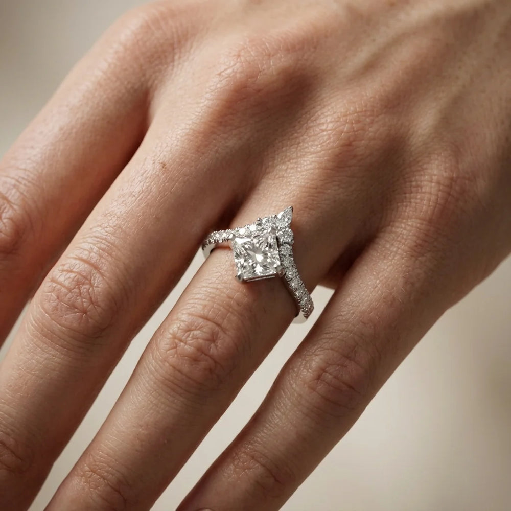 Isabella Legacy Side Stone Asscher Diamond Engagement Ring