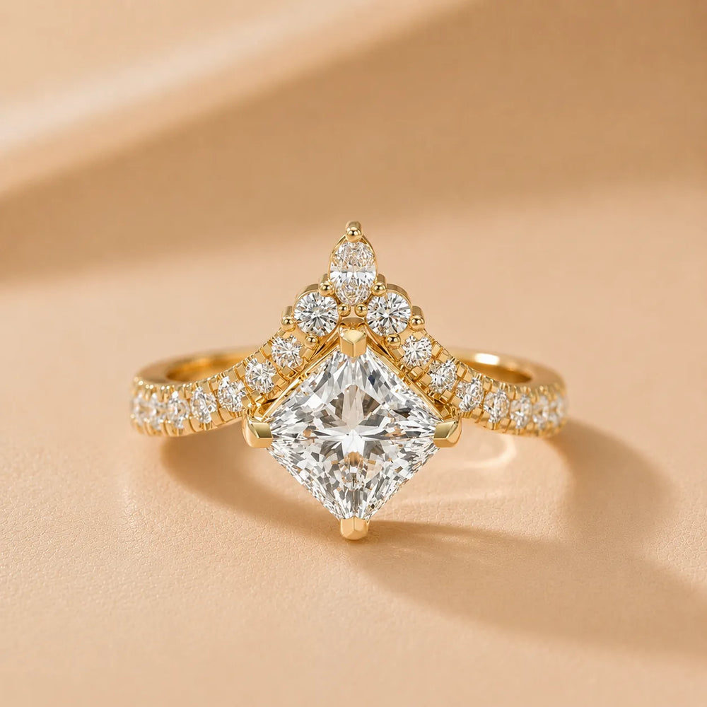 Isabella Legacy Side Stone Asscher Diamond Engagement Ring
