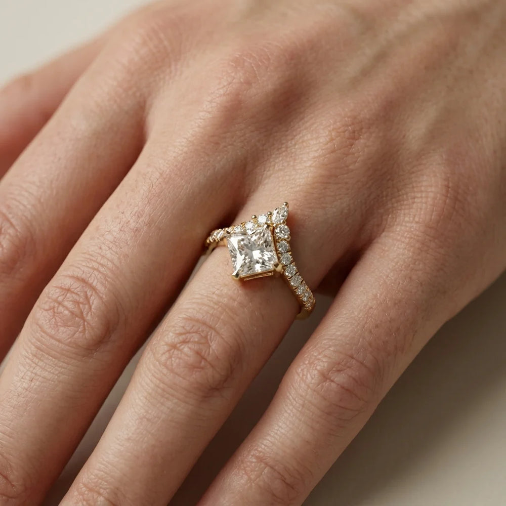 Isabella Legacy Side Stone Asscher Diamond Engagement Ring