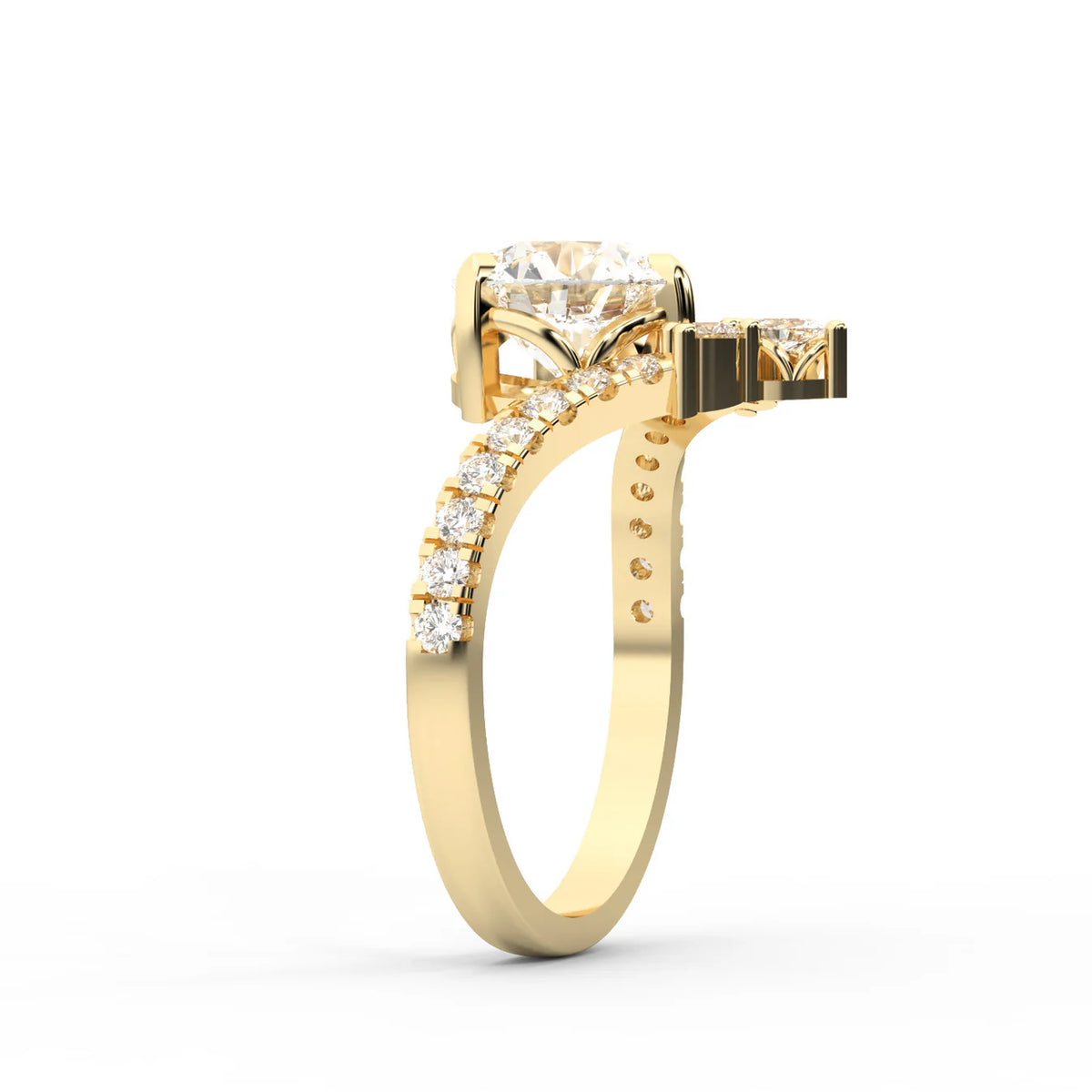 Isabella Legacy Side Stone Asscher Diamond Engagement Ring