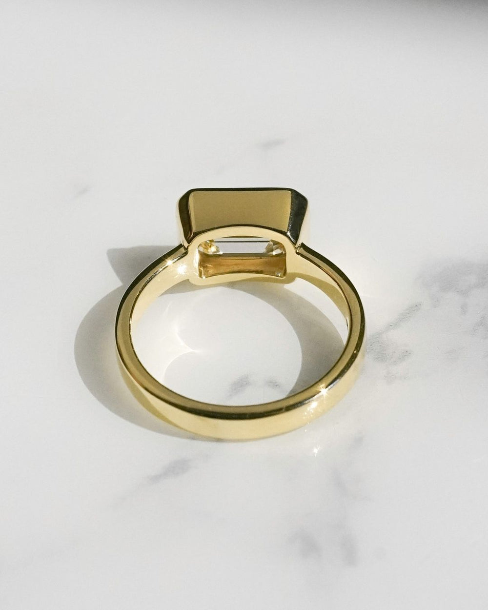 Bezel Set Emerald Cut Labgrown Engagement Ring