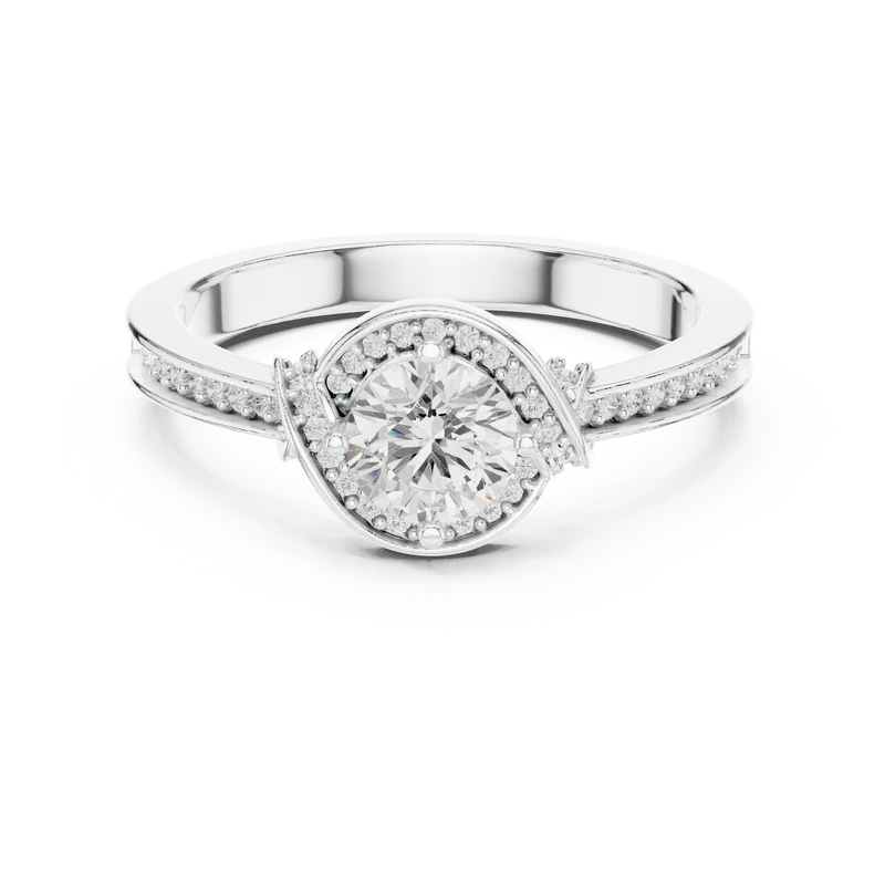 Whisper of Love Ring with Halo Setting – Round (925 Sterling Silver)