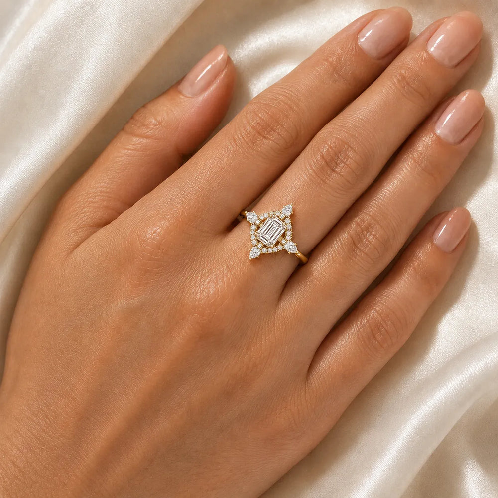 Pear Cut Luminous Halo Ring