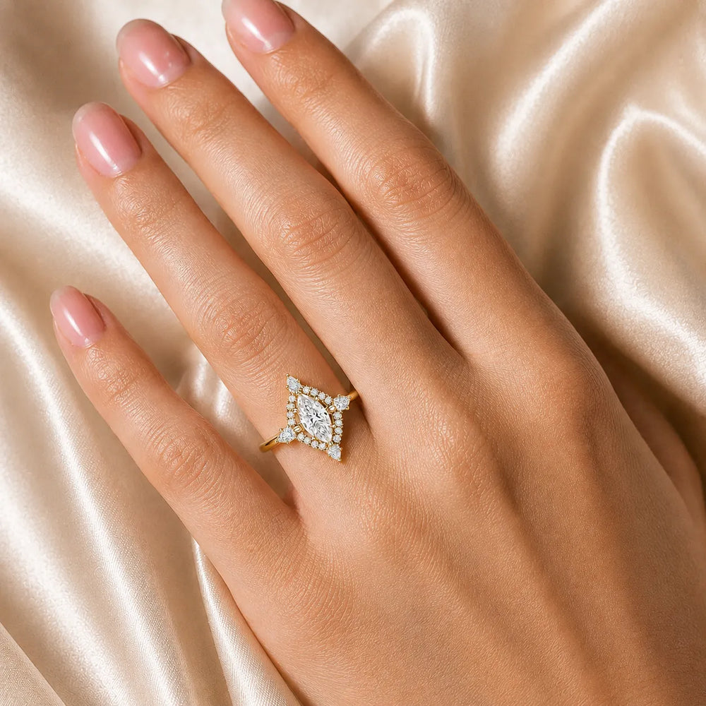 Pear Cut Luminous Halo Ring