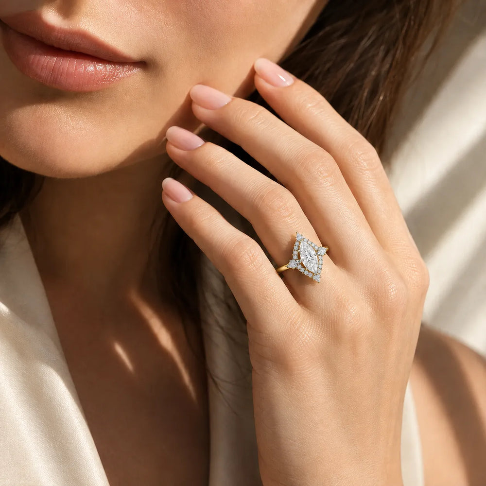 Pear Cut Luminous Halo Ring