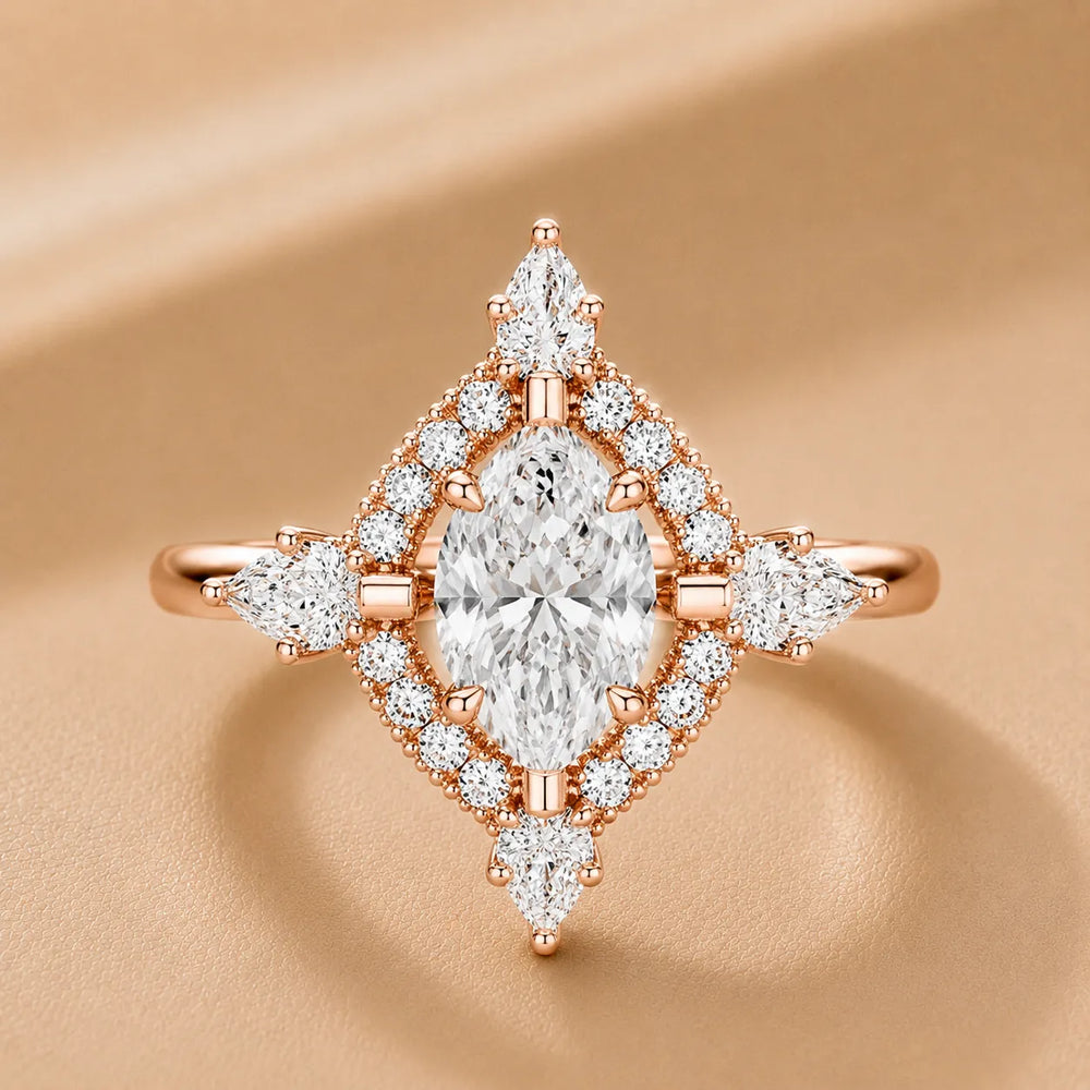 Pear Cut Luminous Halo Ring