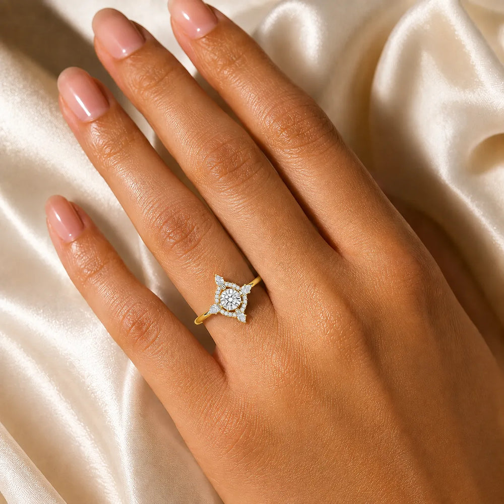 Pear Cut Luminous Halo Ring