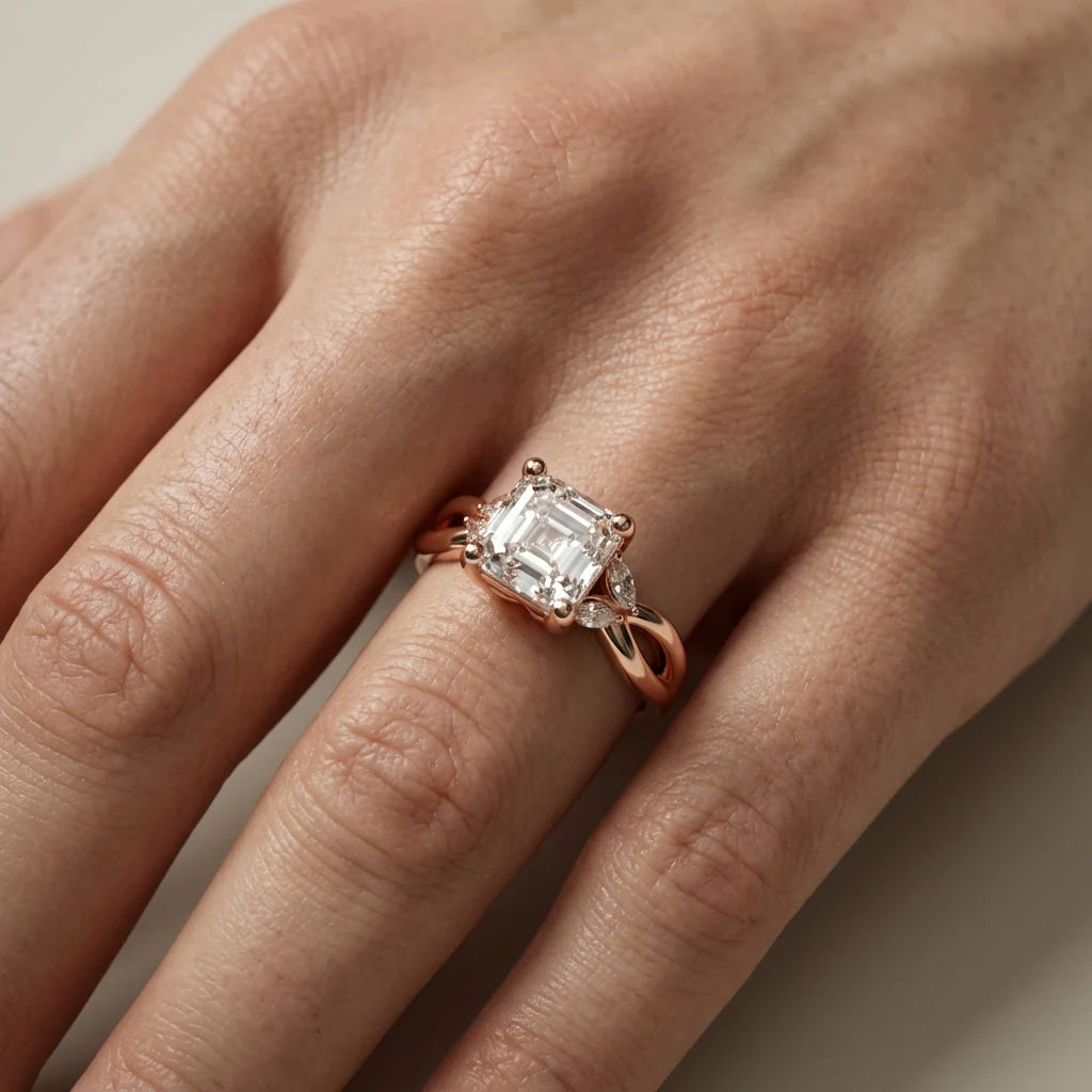 Luna Glow Twisted Round Diamond Engagement Ring