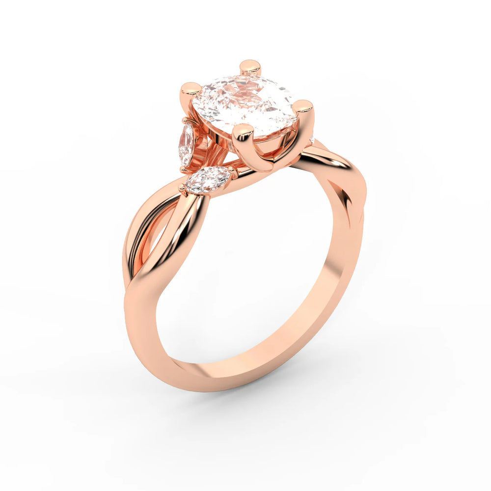 Luna Glow Twisted Round Diamond Engagement Ring