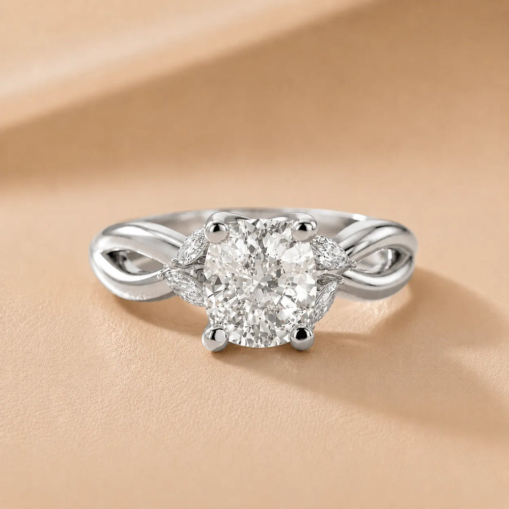 Luna Glow Twisted Round Diamond Engagement Ring