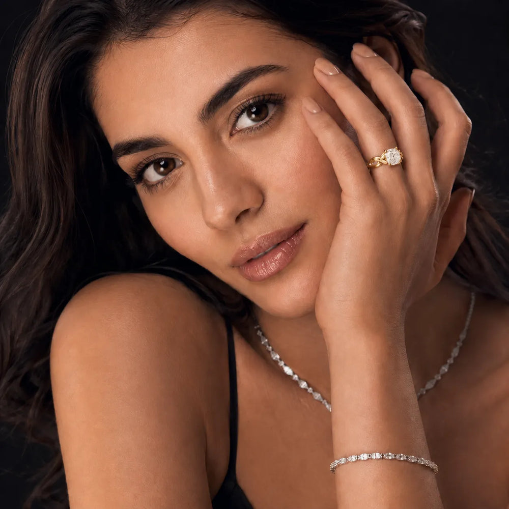 Luna Glow Twisted Round Diamond Engagement Ring