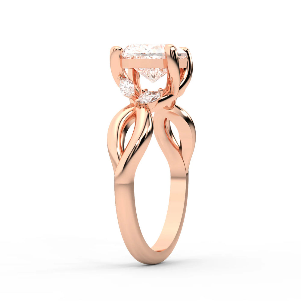 Luna Glow Twisted Round Diamond Engagement Ring