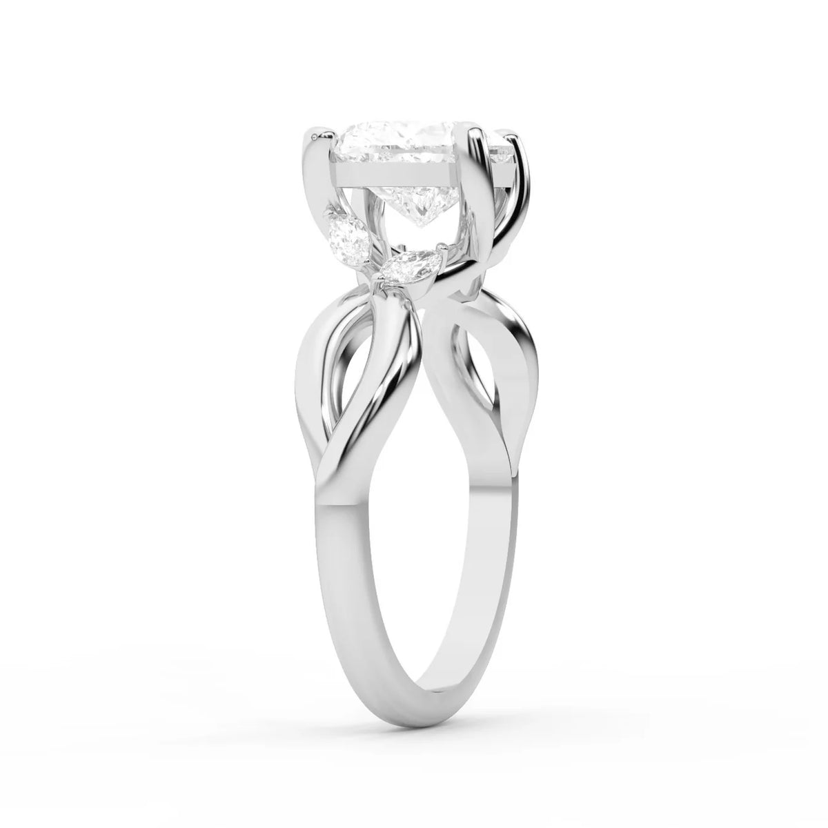 Luna Glow Twisted Round Diamond Engagement Ring