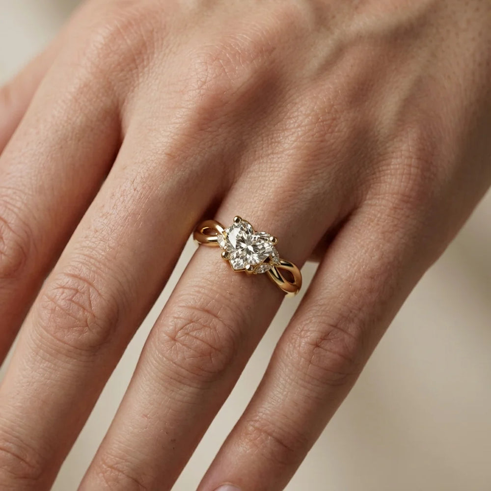 Luna Glow Twisted Round Diamond Engagement Ring