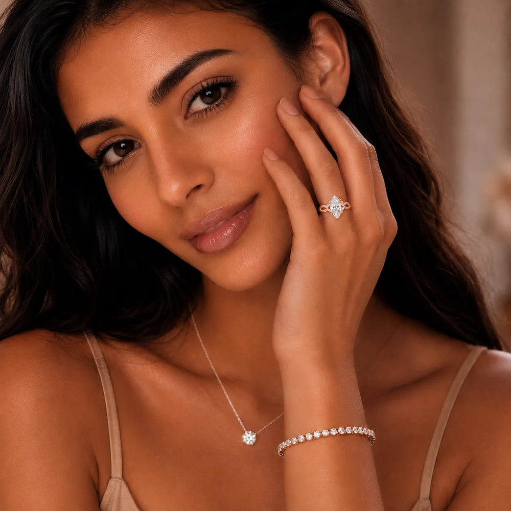Luna Glow Twisted Round Diamond Engagement Ring