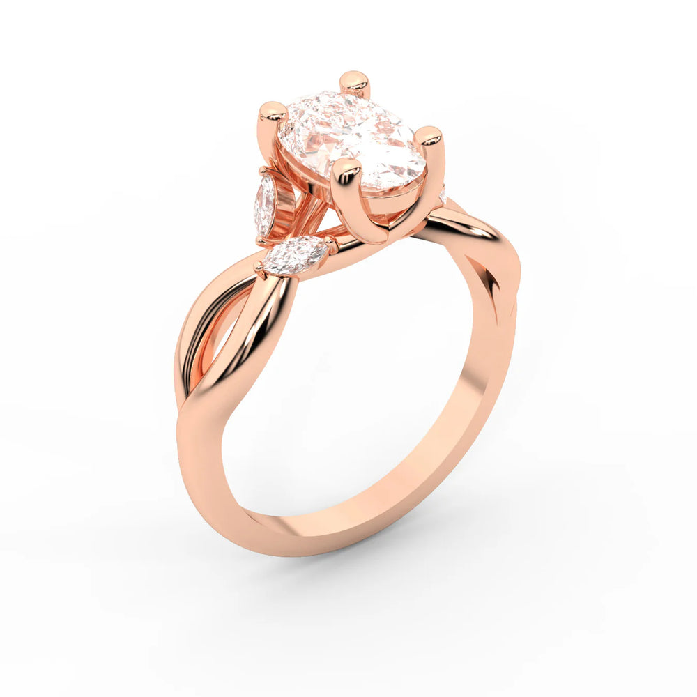Luna Glow Twisted Round Diamond Engagement Ring