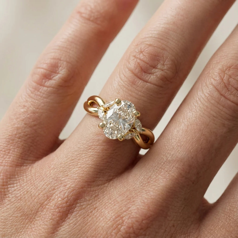 Luna Glow Twisted Round Diamond Engagement Ring