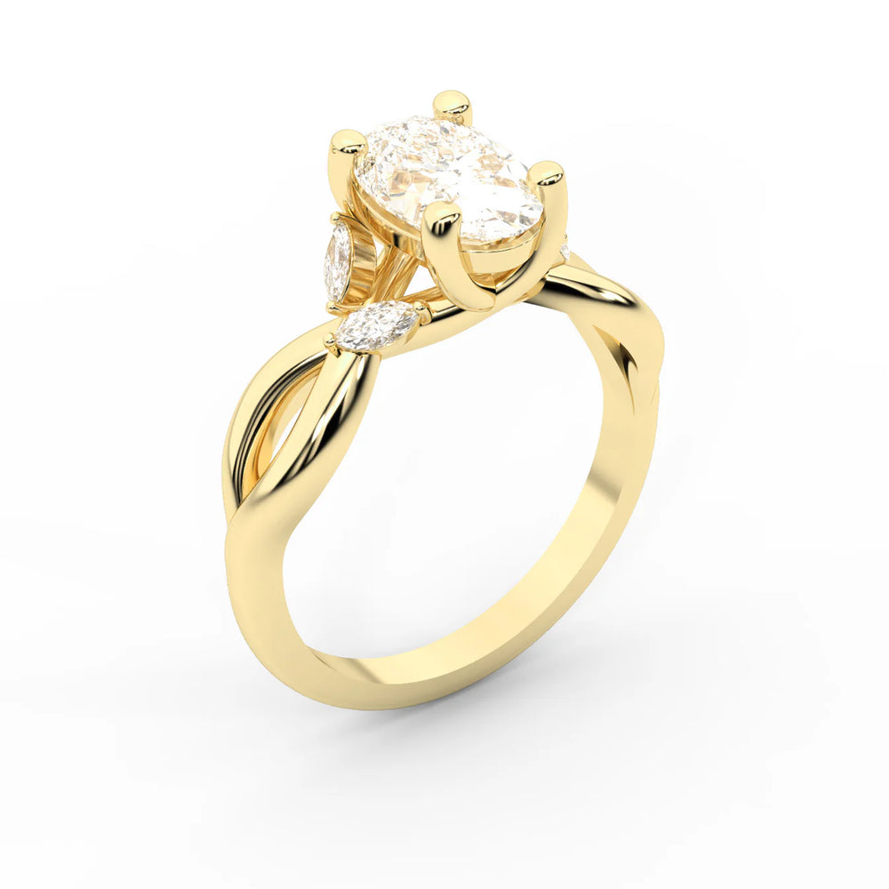 Luna Glow Twisted Round Diamond Engagement Ring