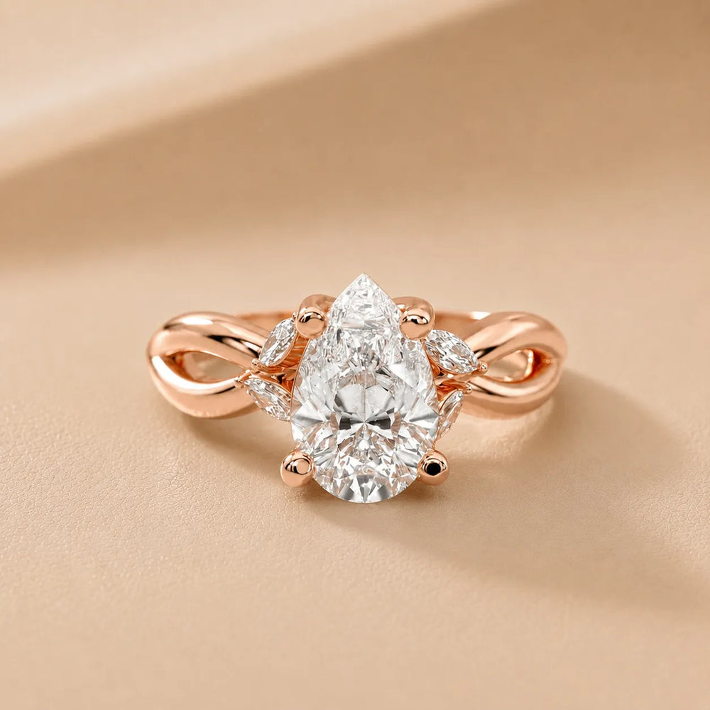 Luna Glow Twisted Round Diamond Engagement Ring