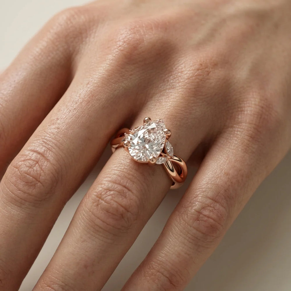 Luna Glow Twisted Round Diamond Engagement Ring