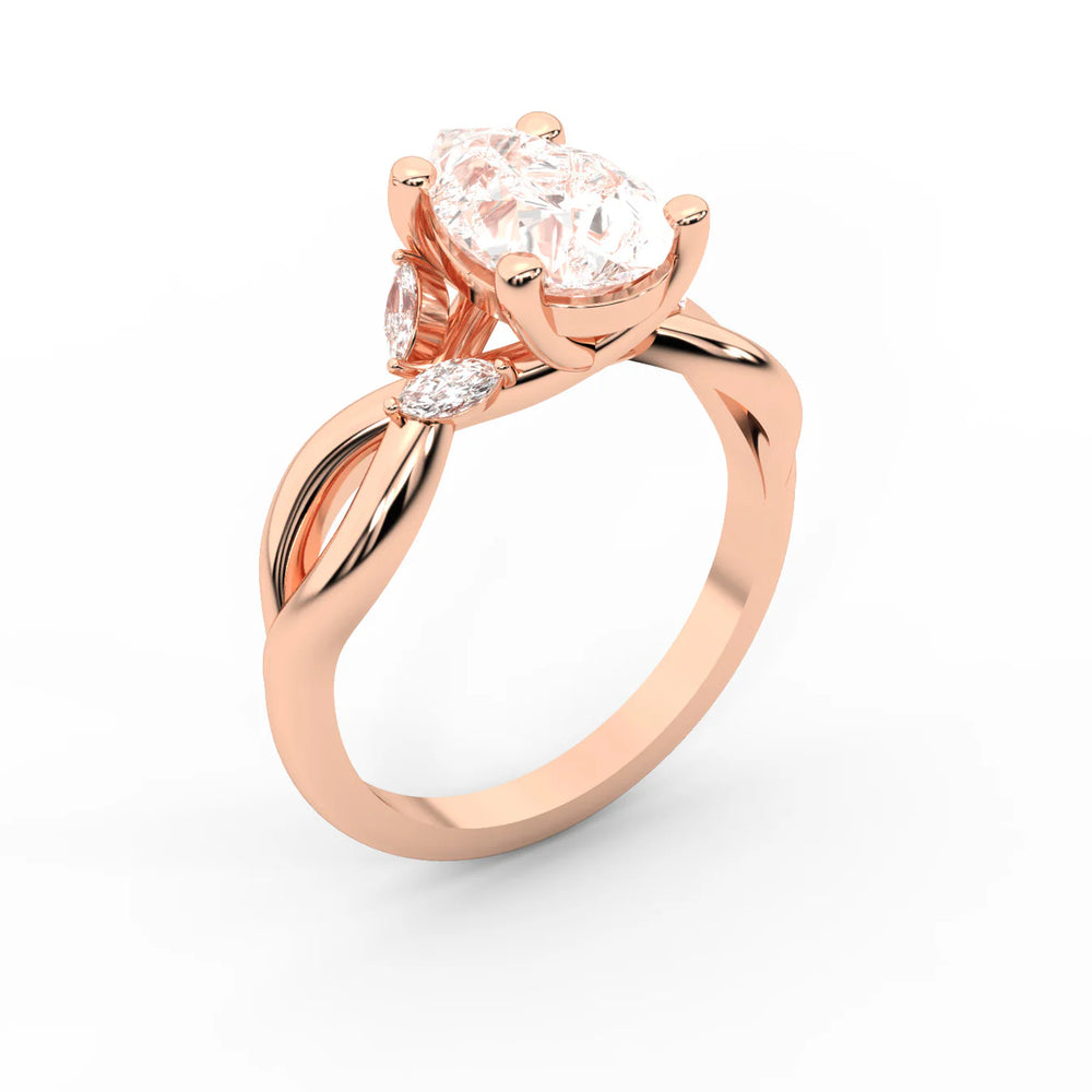Luna Glow Twisted Round Diamond Engagement Ring