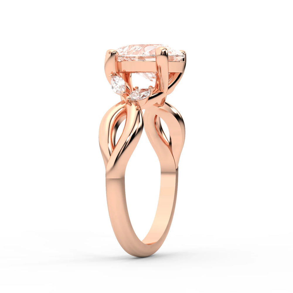 Luna Glow Twisted Round Diamond Engagement Ring