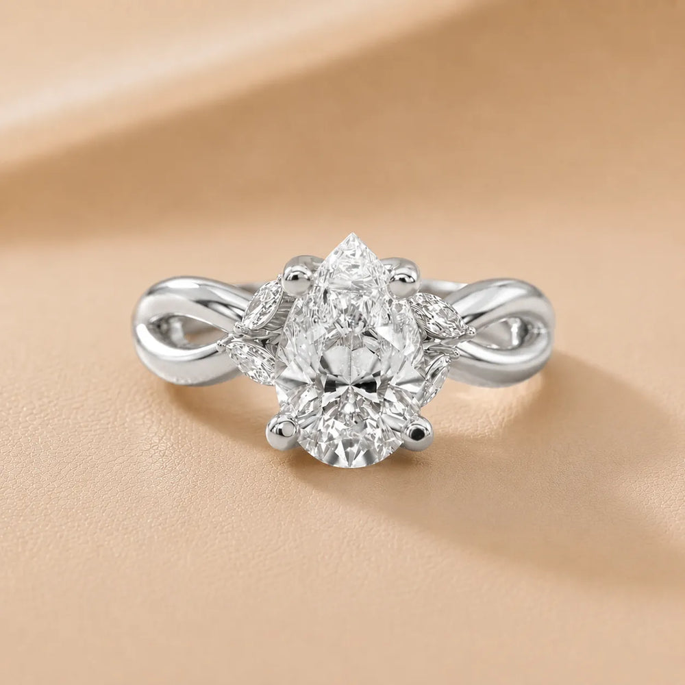 Luna Glow Twisted Round Diamond Engagement Ring
