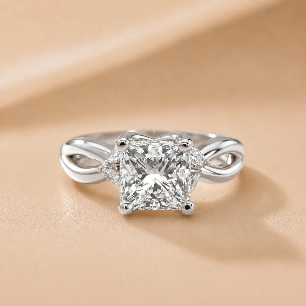 Luna Glow Twisted Round Diamond Engagement Ring