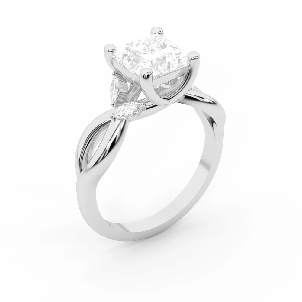 Luna Glow Twisted Round Diamond Engagement Ring