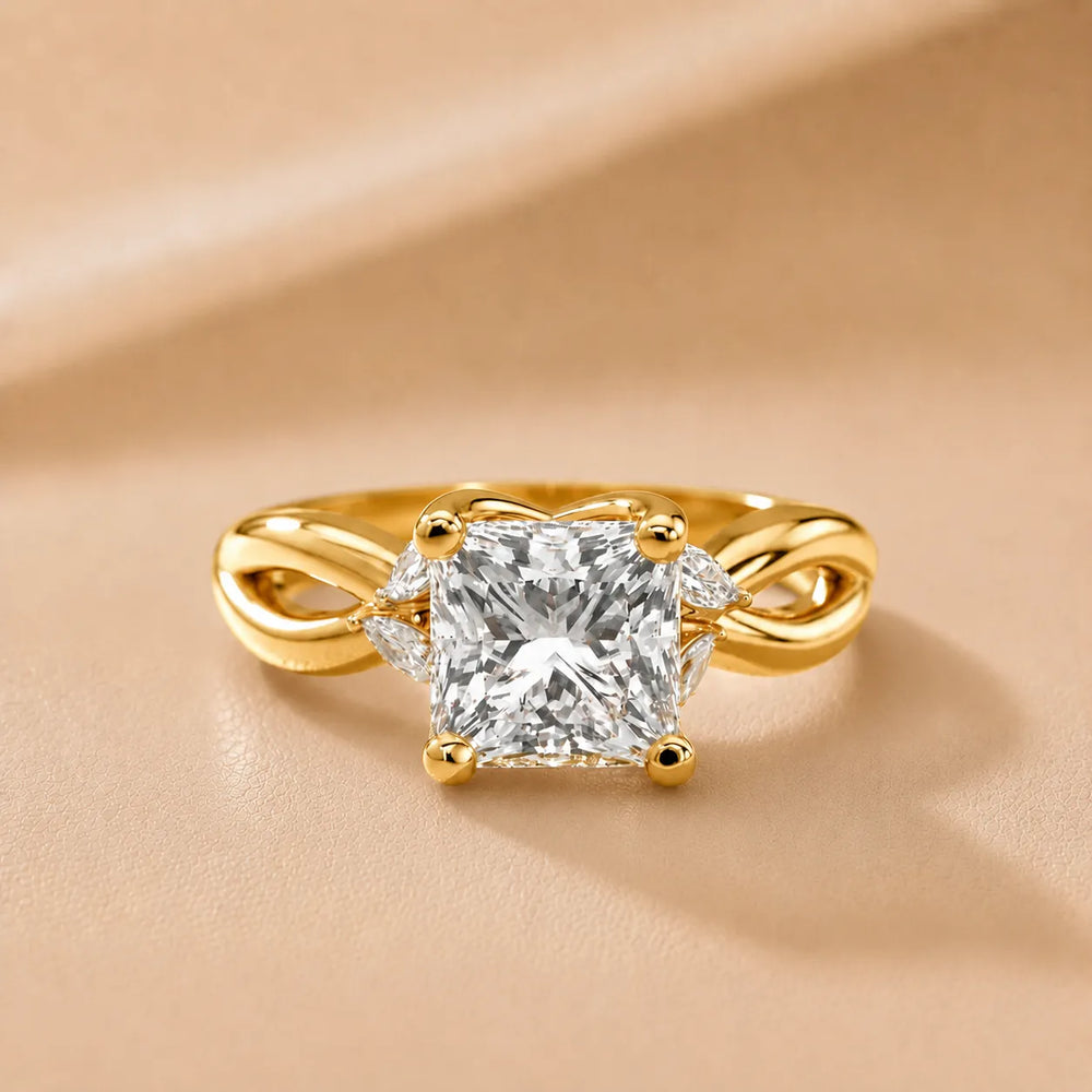 Luna Glow Twisted Round Diamond Engagement Ring