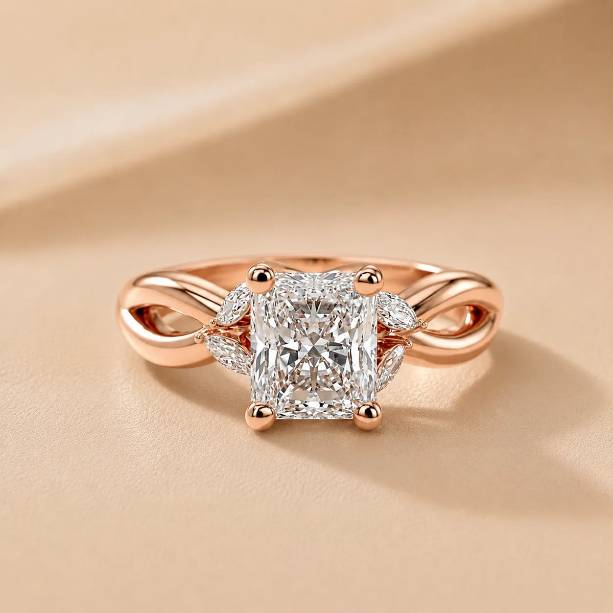 Luna Glow Twisted Round Diamond Engagement Ring