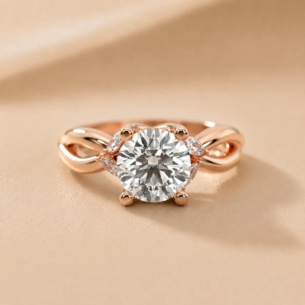 Luna Glow Twisted Round Diamond Engagement Ring