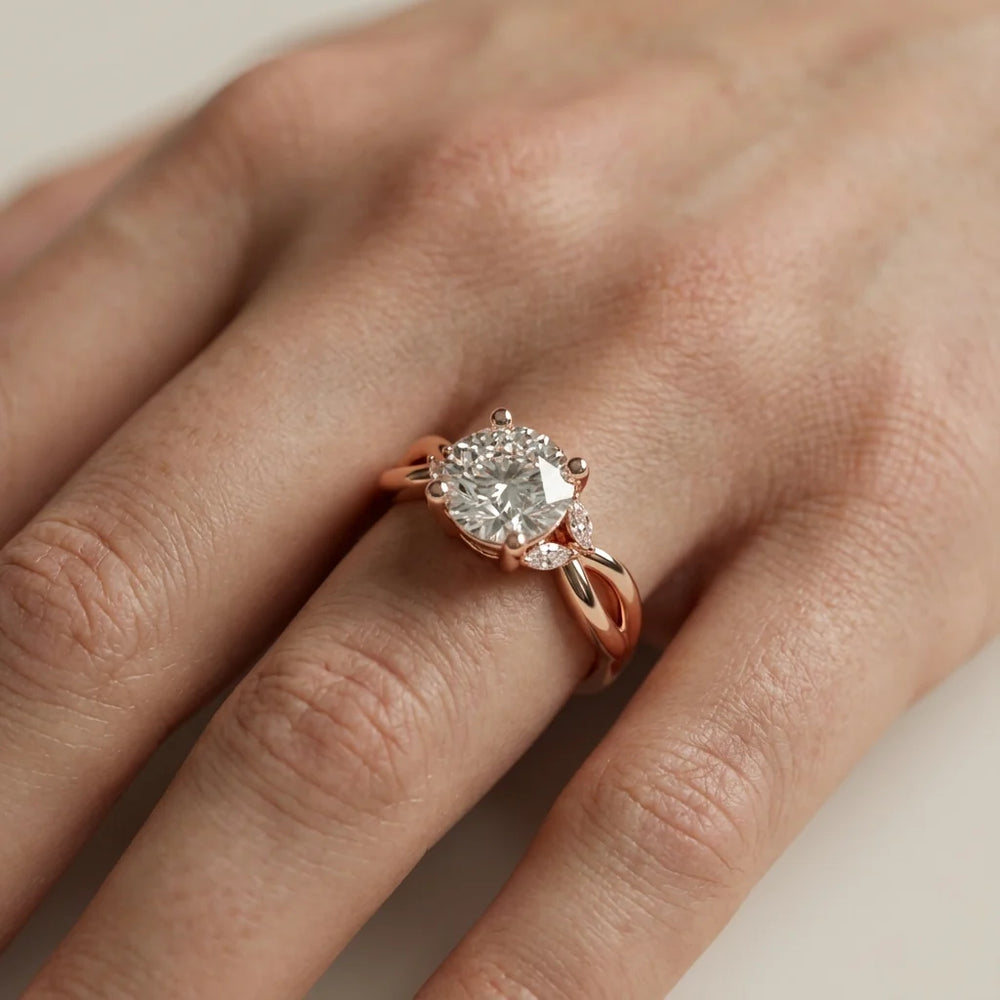 Luna Glow Twisted Round Diamond Engagement Ring