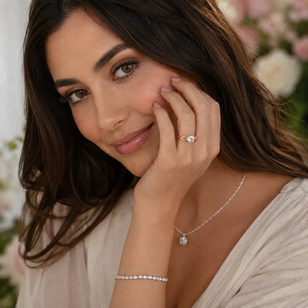 Luna Glow Twisted Round Diamond Engagement Ring
