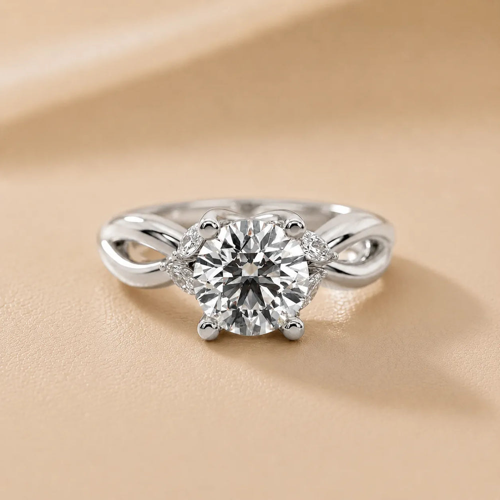 Luna Glow Twisted Round Diamond Engagement Ring