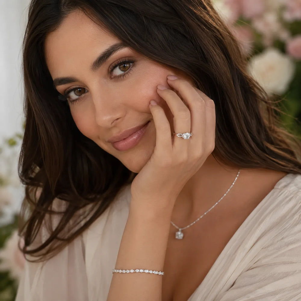 Luna Glow Twisted Round Diamond Engagement Ring