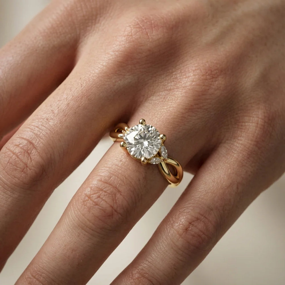 Luna Glow Twisted Round Diamond Engagement Ring